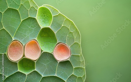 natural transpiration concept. A close-up of a leaf surface showing open stomata, critical for transpiration and the plant s growth cycle photo