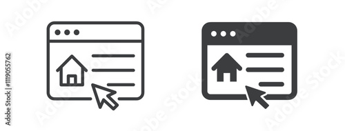 Website real estate promotion icon. Line and glyph solid icon. Editable stroke and Perfect pixel isolated on clean transparent background. Vector illustration.