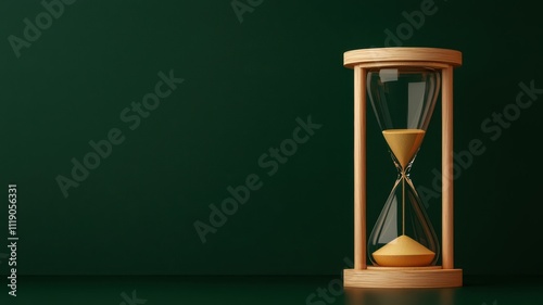 economic windfall concept. A golden hourglass with coins trickling down, symbolizing the timely realization of profits