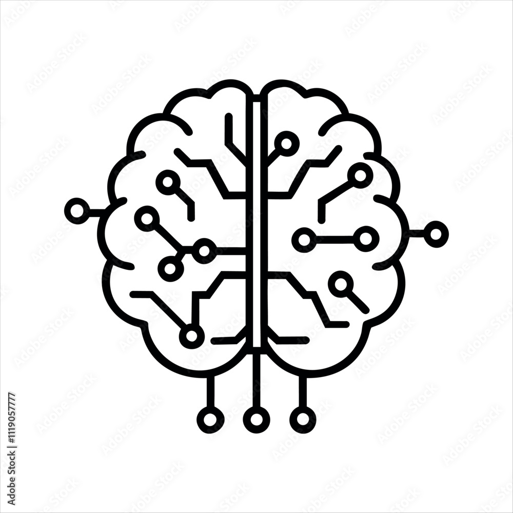 Brain with circuits. circuit board in brain shape. Brain with circuits. circuit board in brain shape.