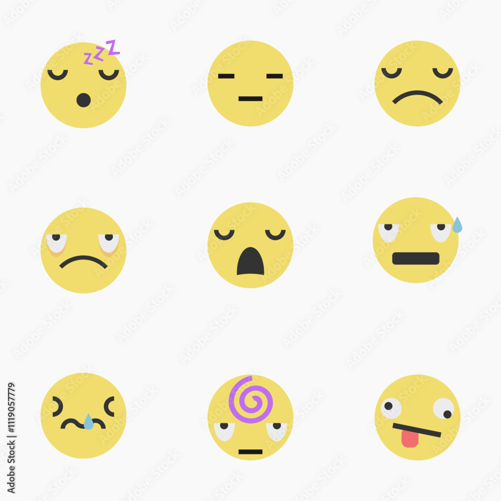 tired emoji set for social media and chat tired emoji set for social media and chat