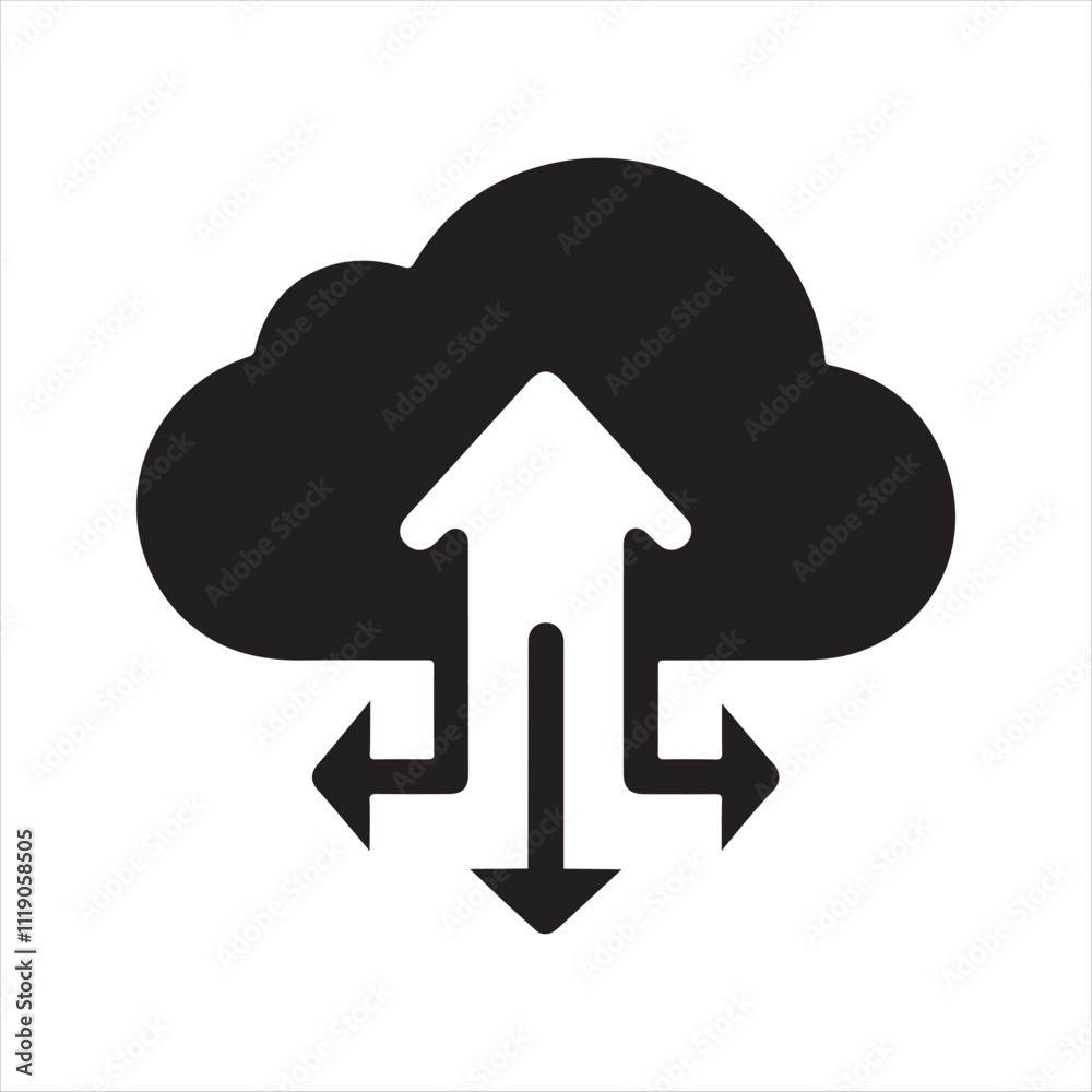 Cloud with upload/download arrows. The download and upload to the cloud icon.