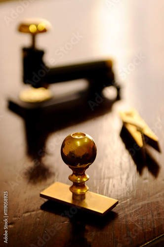 old desk equipment, destop of a lawyer photo