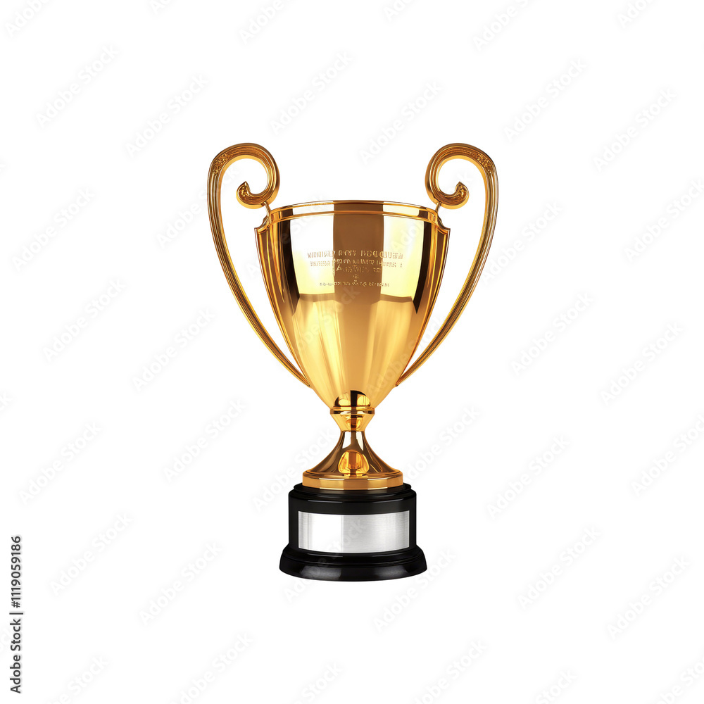 Gold Cup Trophy Award on White Background