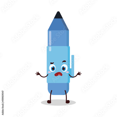 cute don't know expression of blue pen cartoon character
