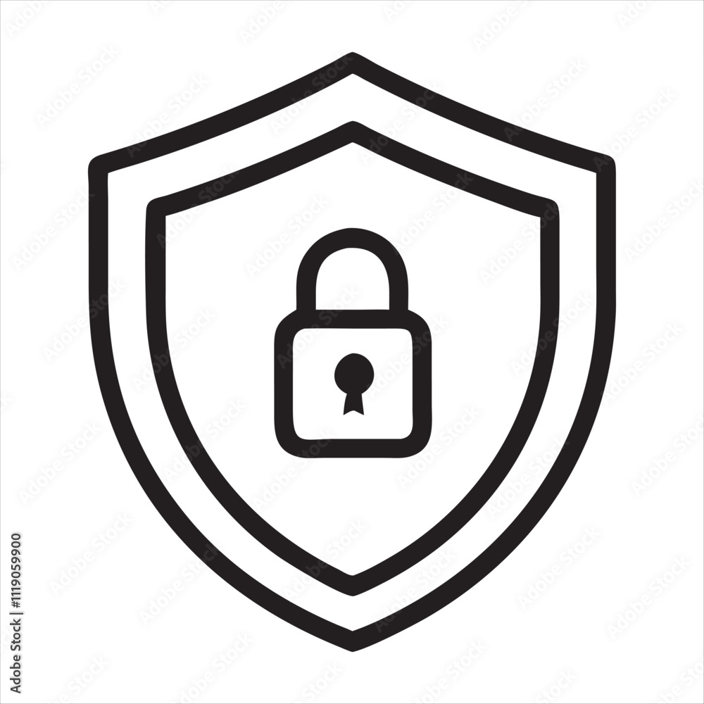 Shield protection key icon symbol Flat vector illustration. Shield with a padlock. Shield protection key icon symbol Flat vector illustration. Shield with a padlock.
