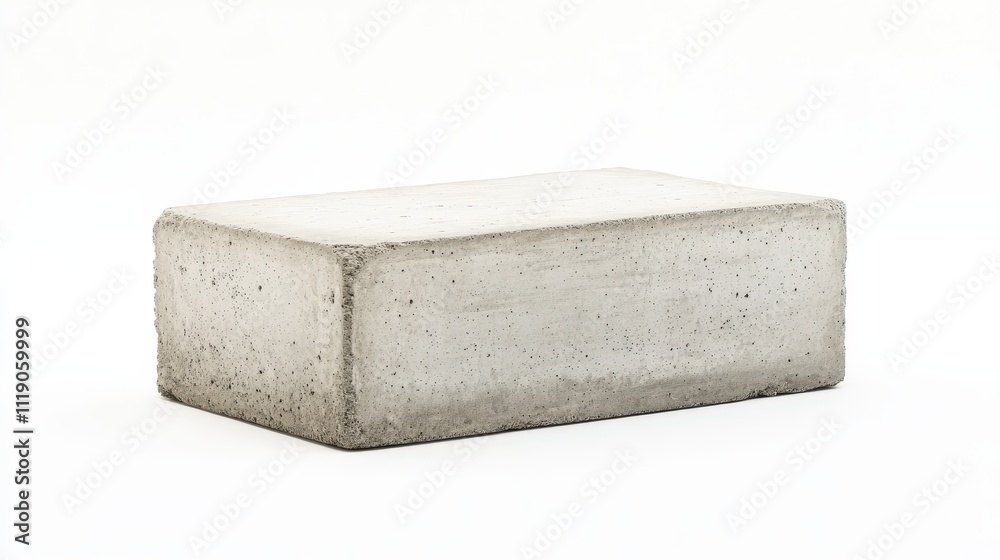 close up on one single cement concrete block on white background close up on one single cement concrete block on white background