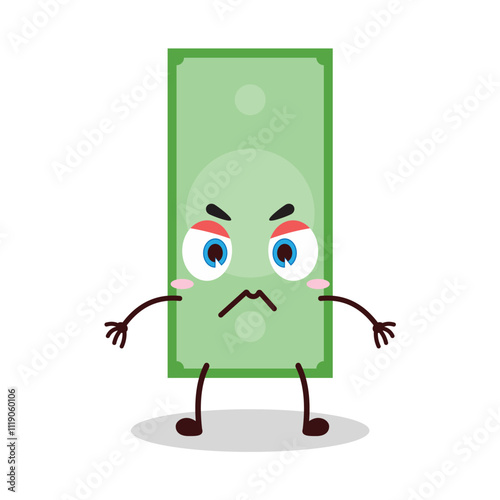 cute irritated expression of paper money cartoon character