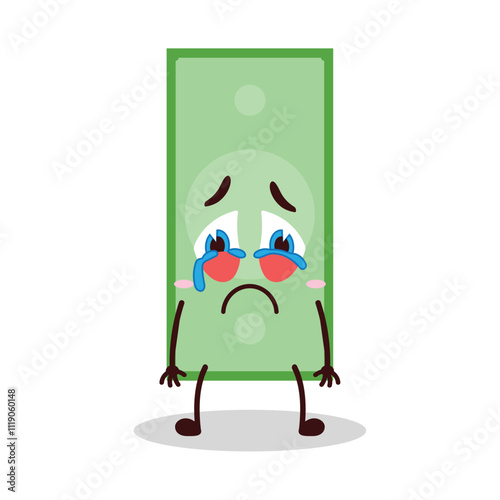 cute cry expression of paper money cartoon character