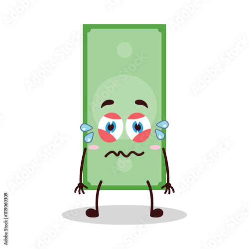 cute upset expression of paper money cartoon character