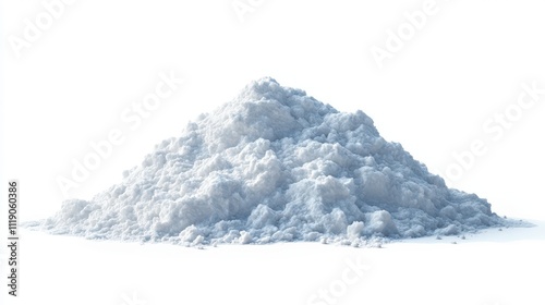 side view on one single snow pile heap isolated on white background photo