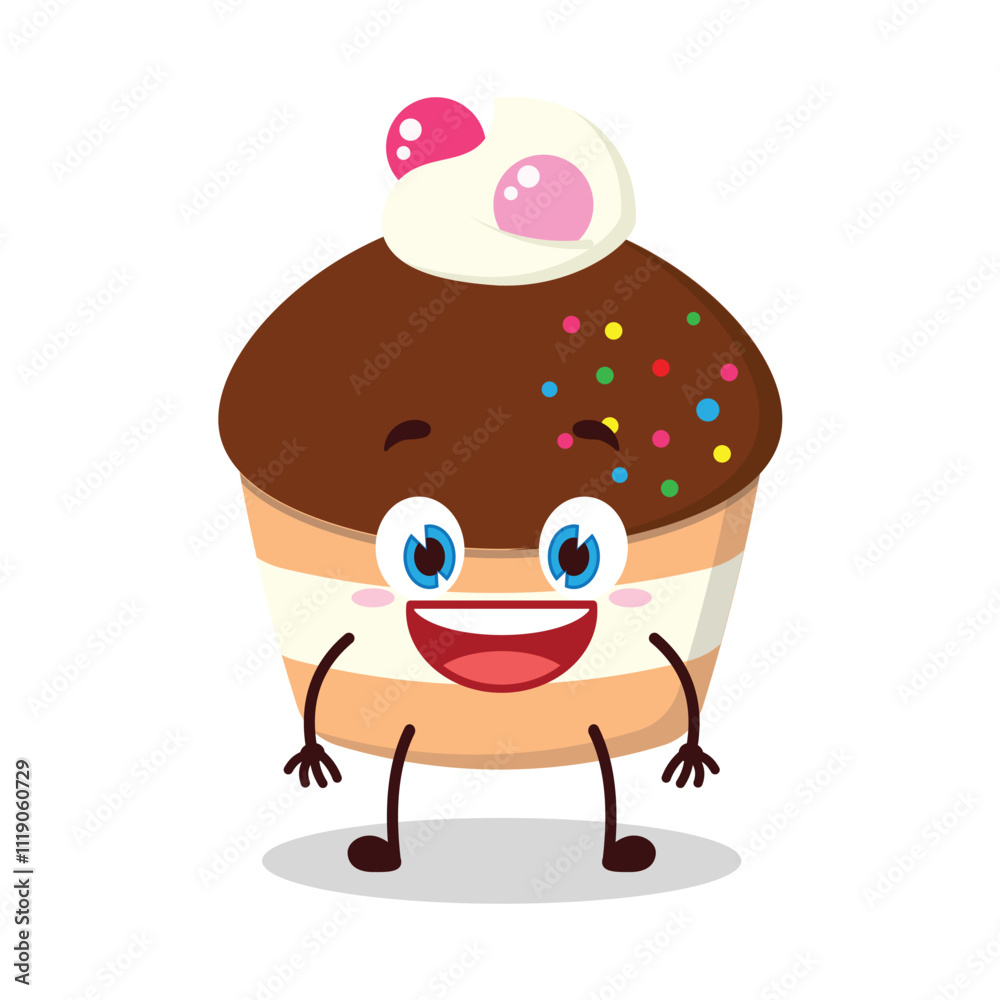 cute happy expression of muffin cartoon character cute happy expression of muffin cartoon character