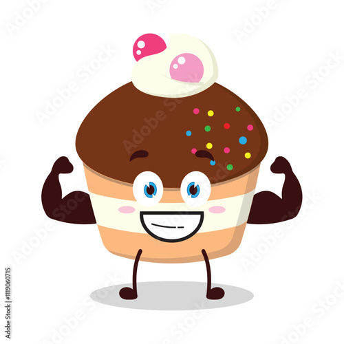 cute masculine healthy athlete expression of muffin cartoon character