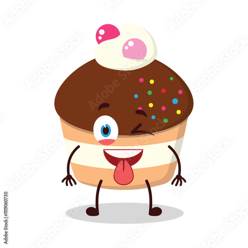 cute teased expression of muffin cartoon character