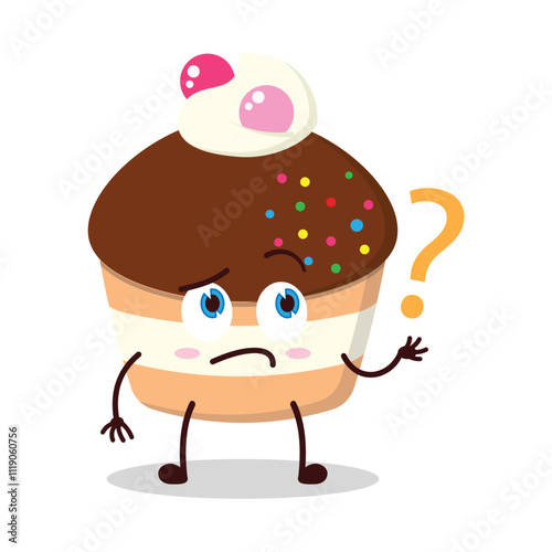 cute curious expression of muffin cartoon character