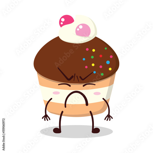 cute annoyed expression of muffin cartoon character