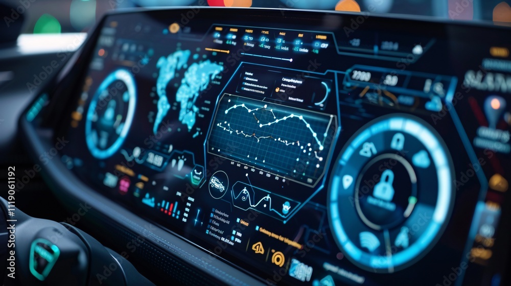 Futuristic digital dashboard interface with data visualization infographics analytics tools and navigation controls for business strategy planning management and decision making Futuristic digital dashboard interface with data visualization infographics analytics tools and navigation controls for business strategy planning management and decision making