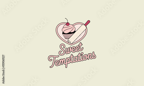 Heart-shaped logo for a dessert and pastry shop