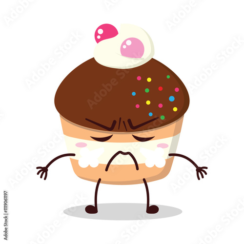 cute mad expression of muffin cartoon character