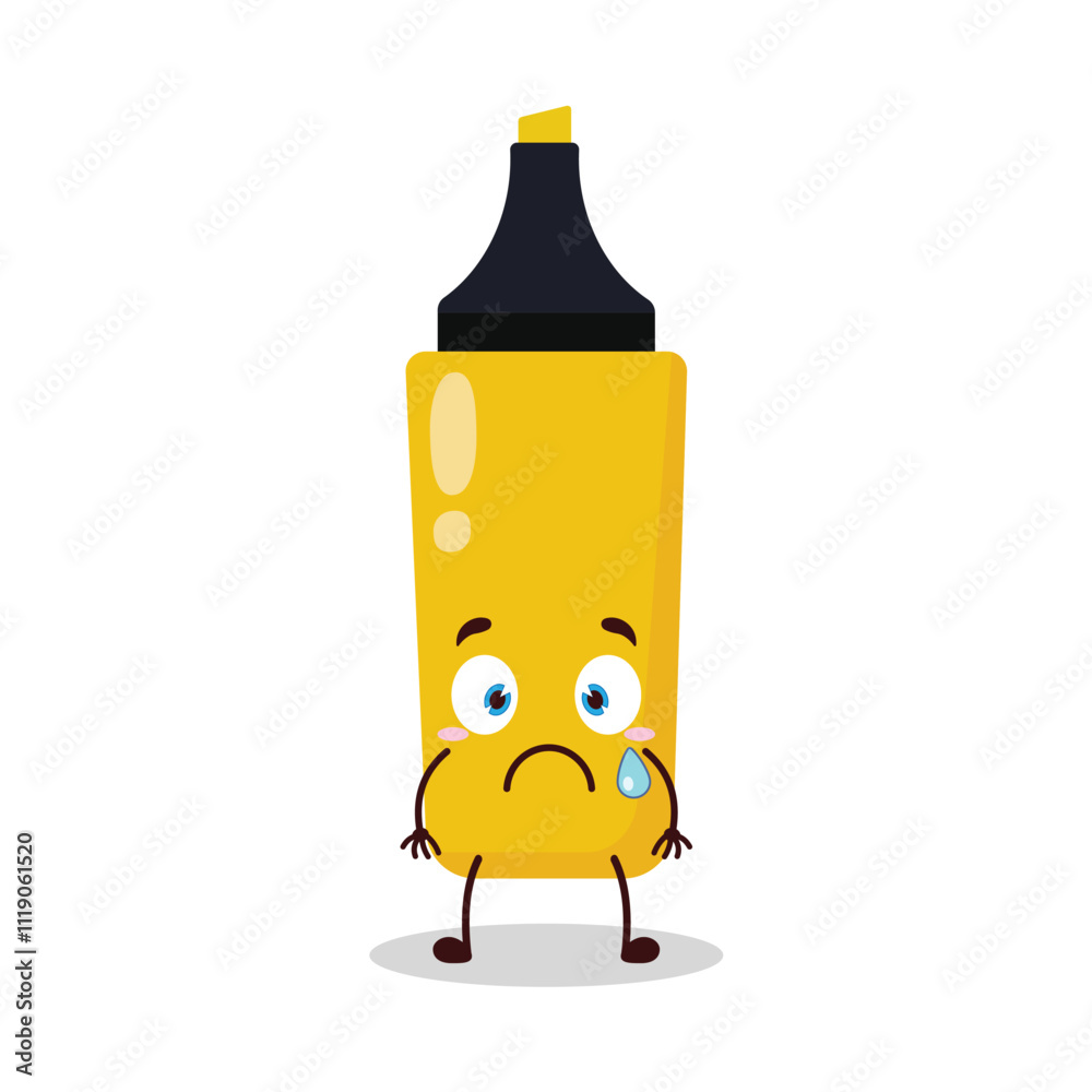 cute nervous expression of yellow highlighter cartoon character cute nervous expression of yellow highlighter cartoon character