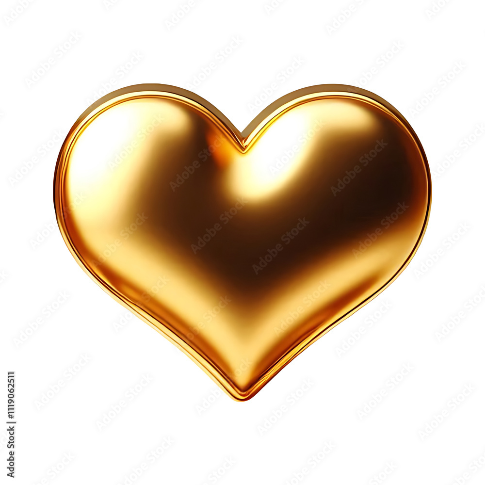Luxury golden heart shape on transparent background