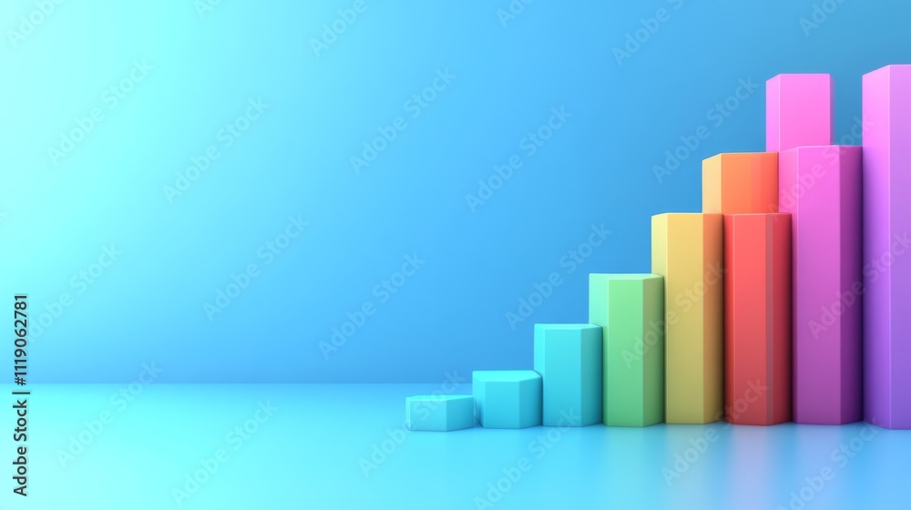 Colorful Bar Graph Representation on a Trendy Blue Background