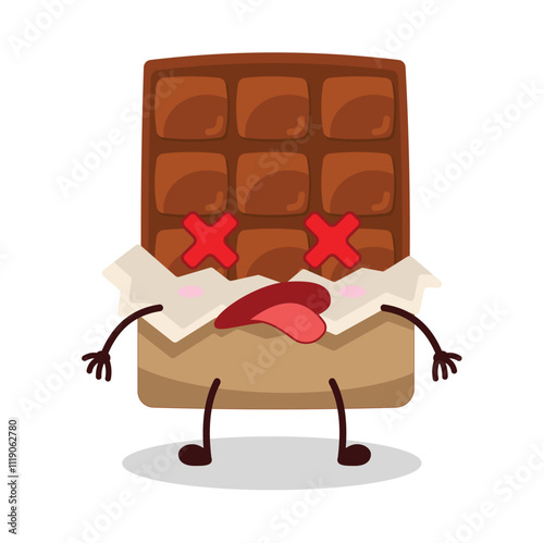 cute fainted expression of yellow chocolate bar cartoon character