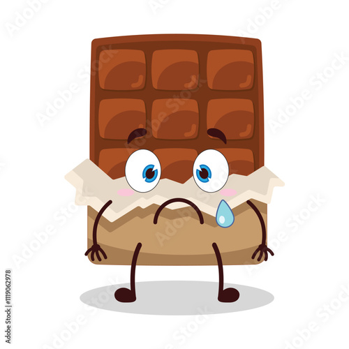 cute nervous expression of yellow chocolate bar cartoon character