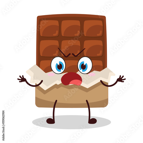 cute why expression of yellow chocolate bar cartoon character