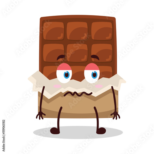 cute grumpy expression of yellow chocolate bar cartoon character
