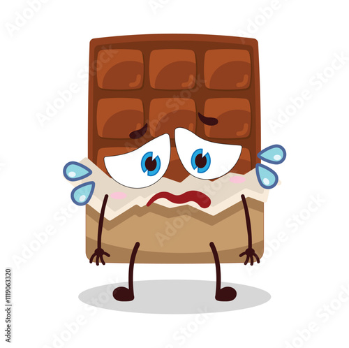 cute depressed expression of yellow chocolate bar cartoon character