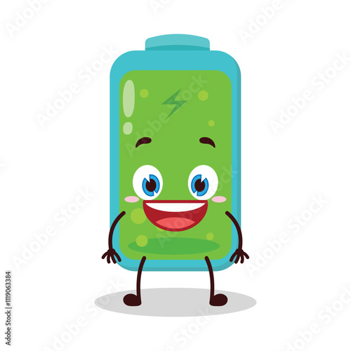 cute happy expression of full battery cartoon character