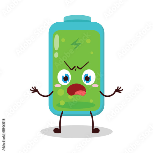 cute why expression of full battery cartoon character