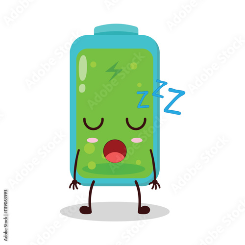 cute rest expression of full battery cartoon character