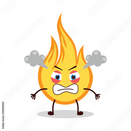 cute furious expression of fire cartoon character