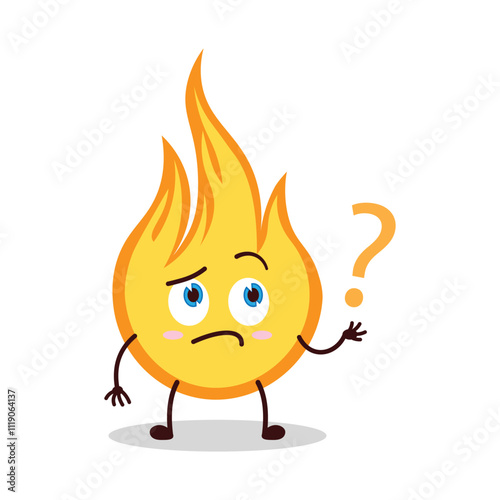 cute curious expression of fire cartoon character