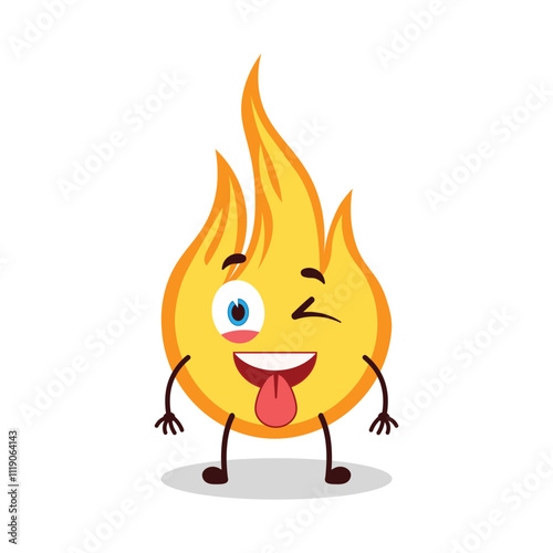 cute teased expression of fire cartoon character