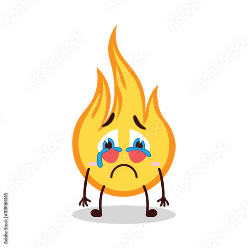 cute cry expression of fire cartoon character