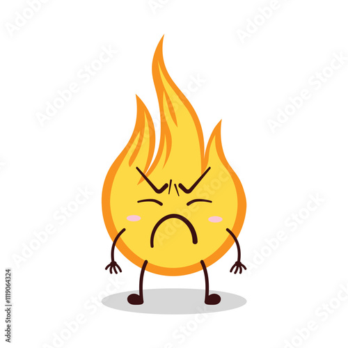 cute annoyed expression of fire cartoon character