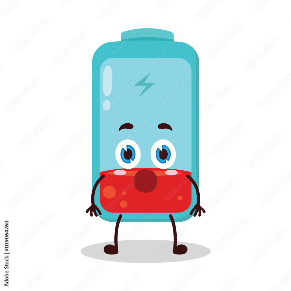 cute shocked expression of empty battery cartoon character cute shocked expression of empty battery cartoon character