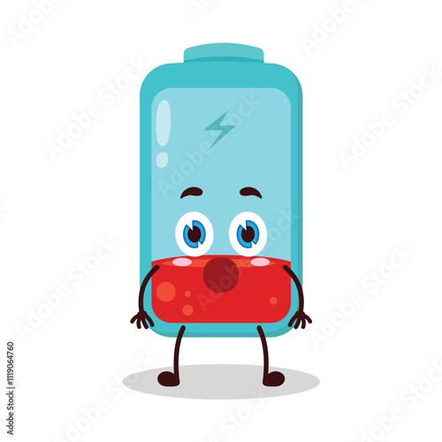 cute shocked expression of empty battery cartoon character