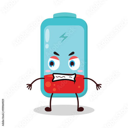 cute angry expression of empty battery cartoon character