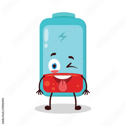 cute teased expression of empty battery cartoon character