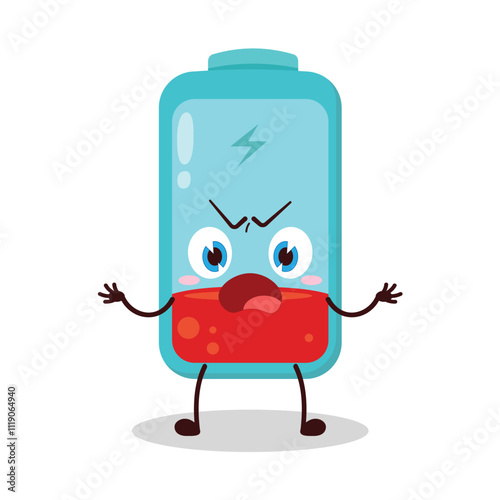 cute why expression of empty battery cartoon character