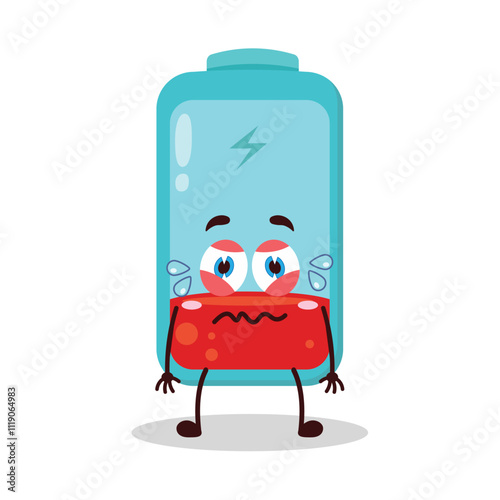 cute upset expression of empty battery cartoon character
