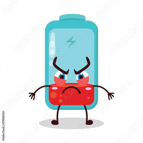 cute provoked expression of empty battery cartoon character