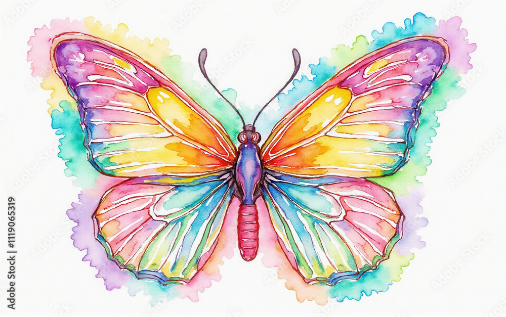 Fototapeta premium butterfly on a white background multicolor butterfly