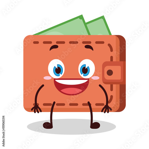 cute happy expression of wallet cartoon character