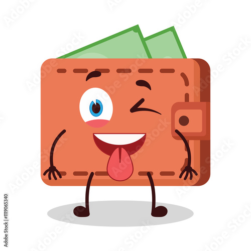 cute teased expression of wallet cartoon character