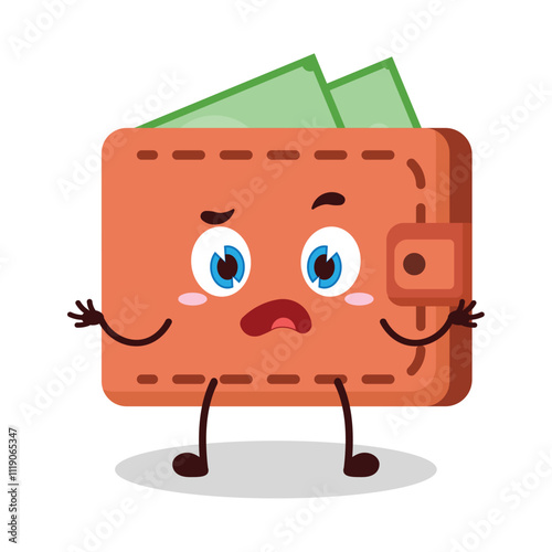 cute don't know expression of wallet cartoon character